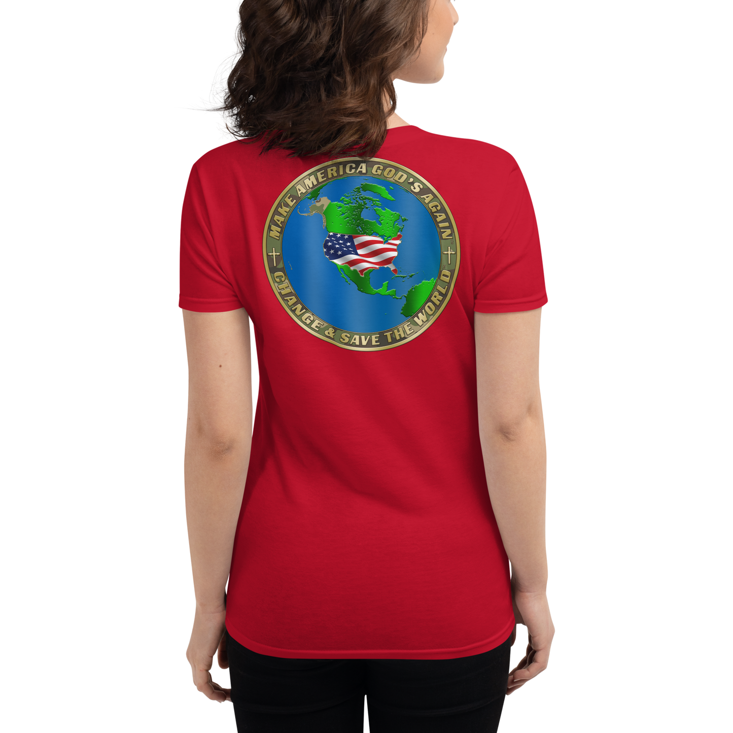 Statue Of Liberty & MAGA Infinty Seal - Women's T-Shirt - Front & Back Print