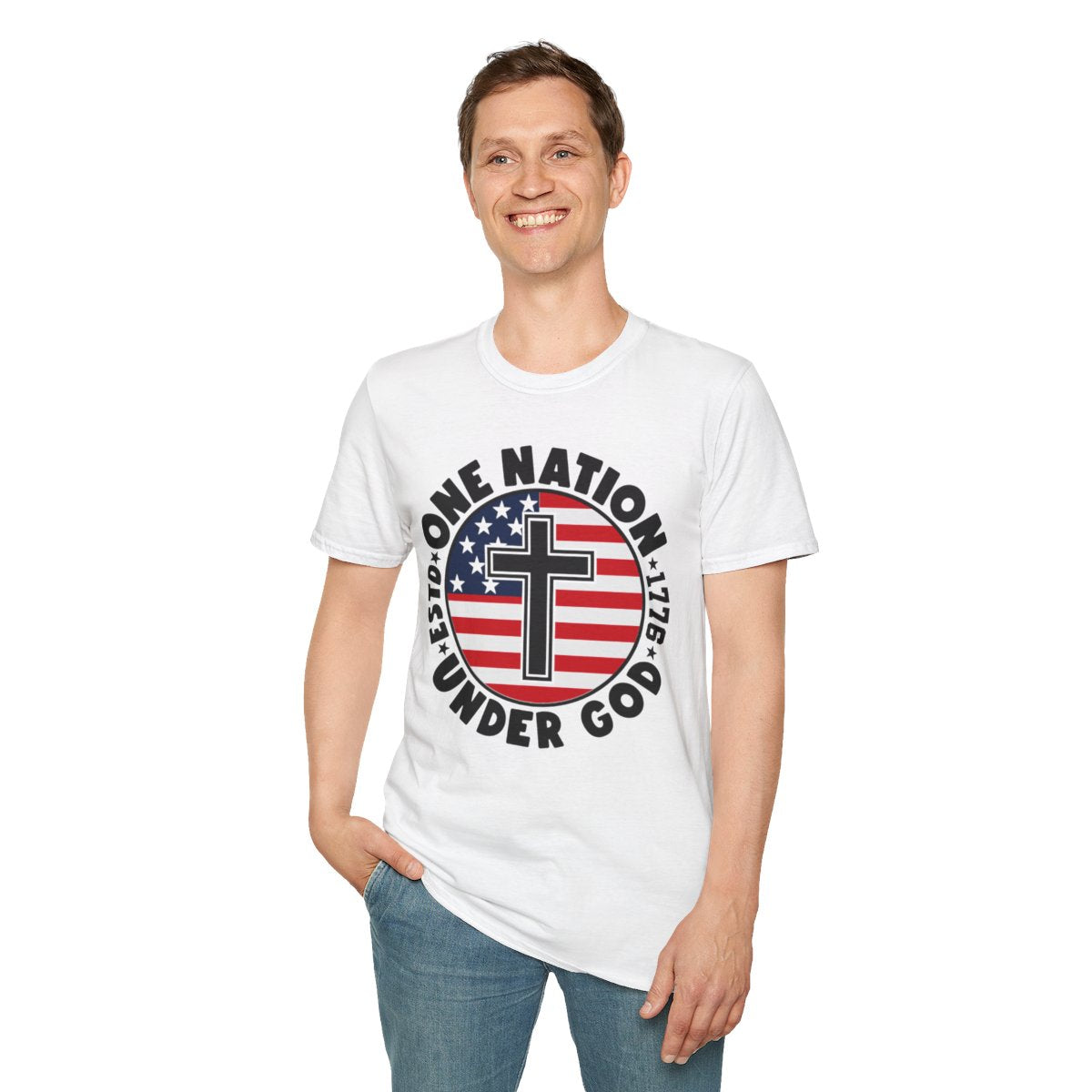 One Nation Under God - Patriotic Christian Men's T-Shirt