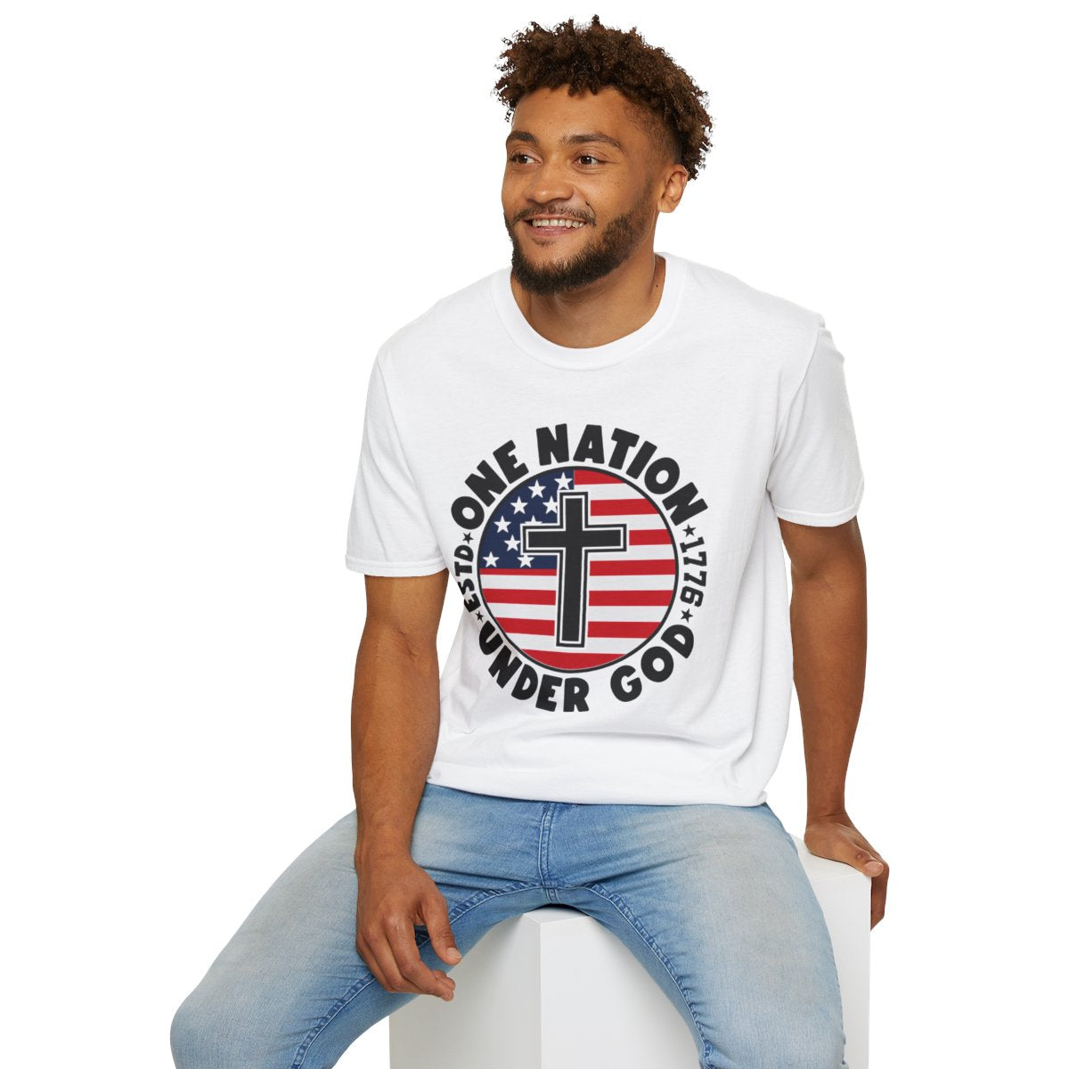 One Nation Under God - Patriotic Christian Men's T-Shirt