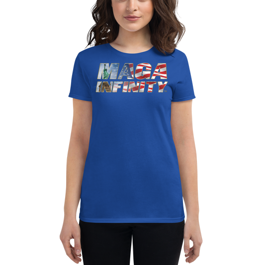 Statue Of Liberty & MAGA Infinty Seal - Women's T-Shirt - Front & Back Print
