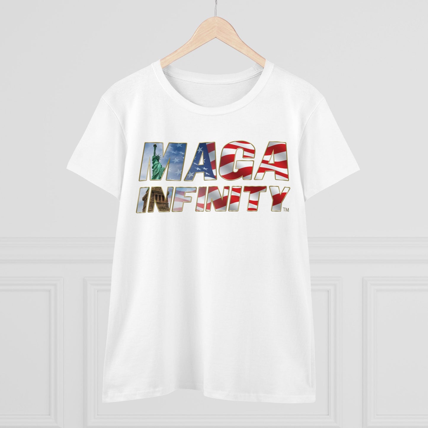 Statue Of Liberty & MAGA Infinty Seal - Women's T-Shirt - Front & Back Print