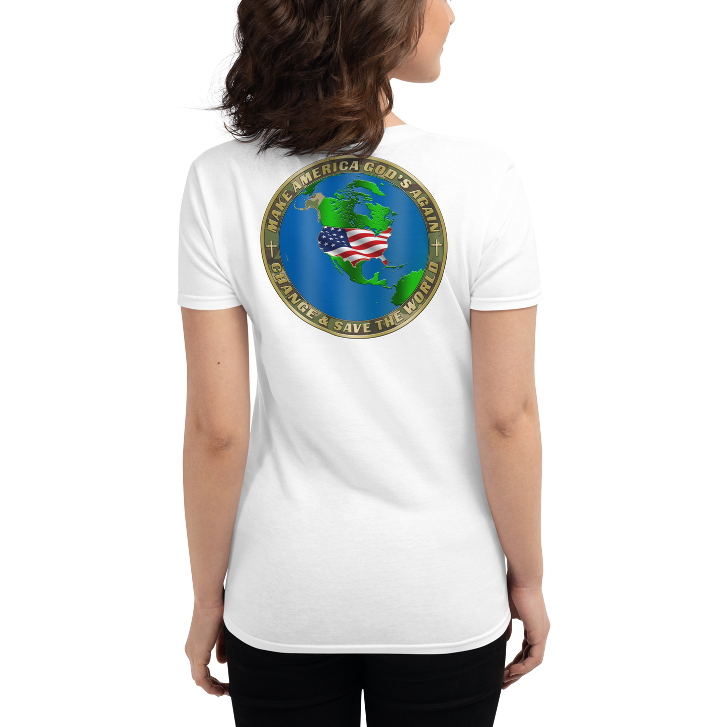 Statue Of Liberty & MAGA Infinty Seal - Women's T-Shirt - Front & Back Print