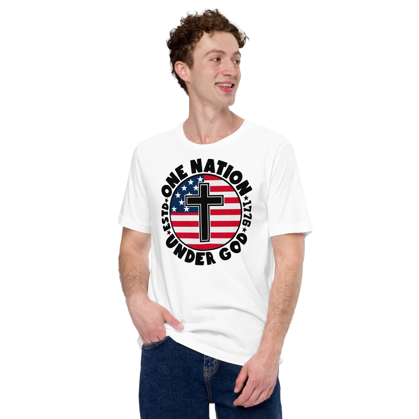 One Nation Under God - Patriotic Christian Men's T-Shirt