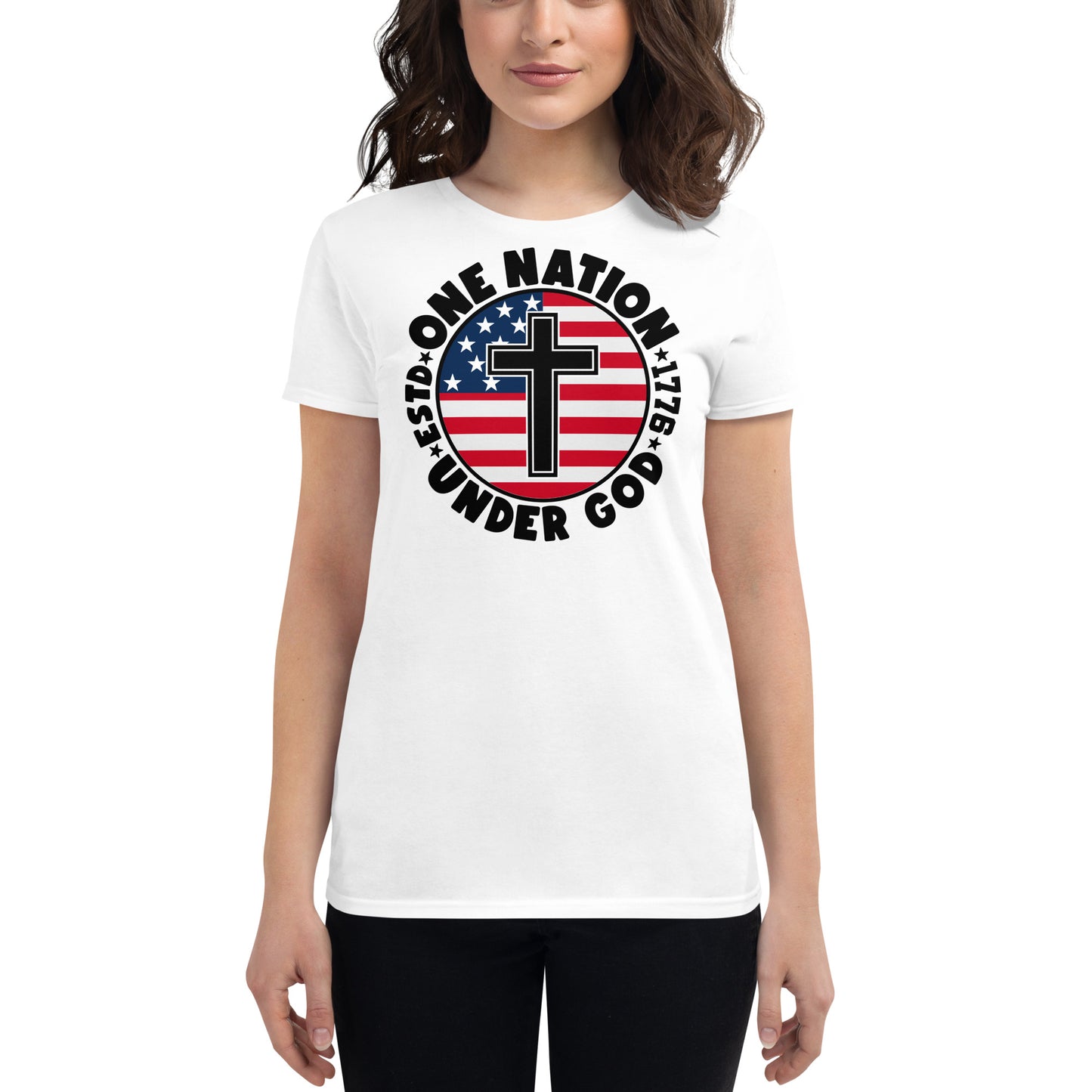 One Nation Under God - Patriotic Christian Women's T-Shirt