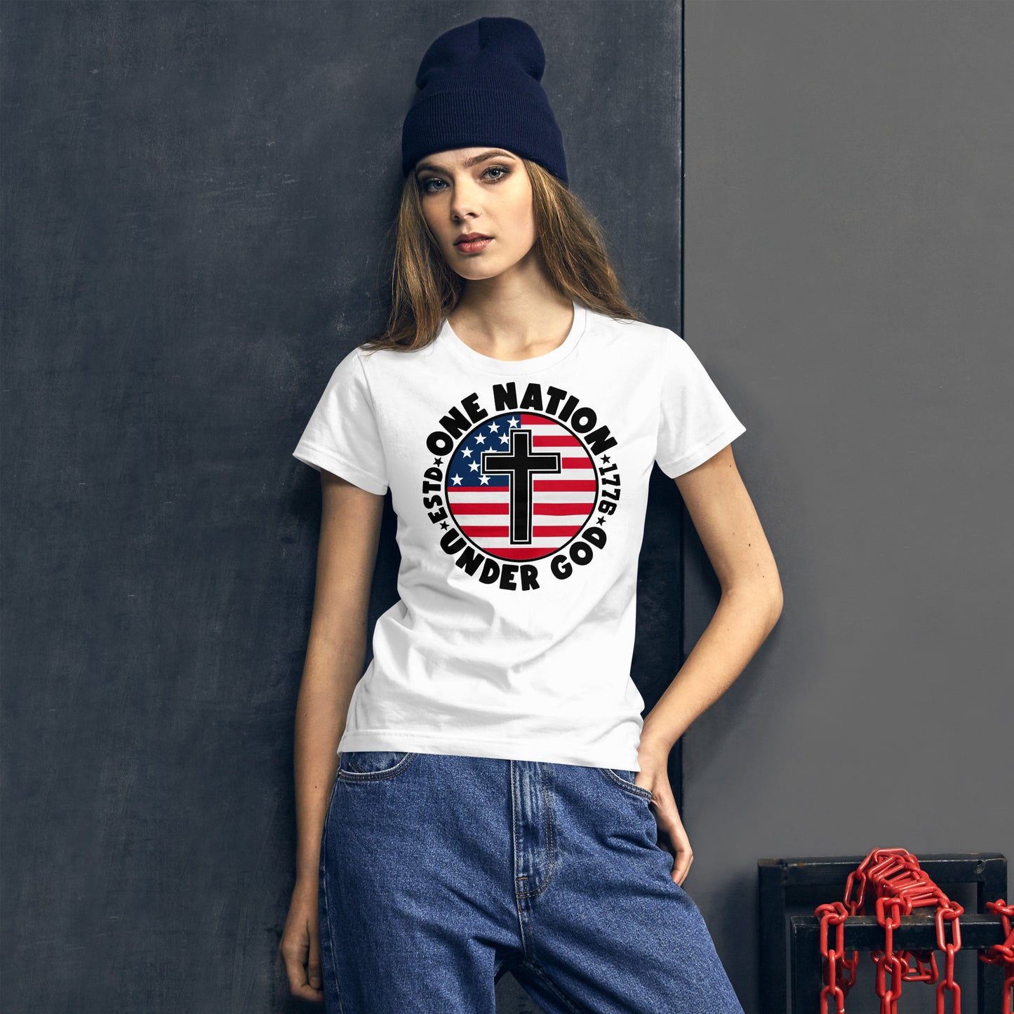 One Nation Under God - Patriotic Christian Women's T-Shirt