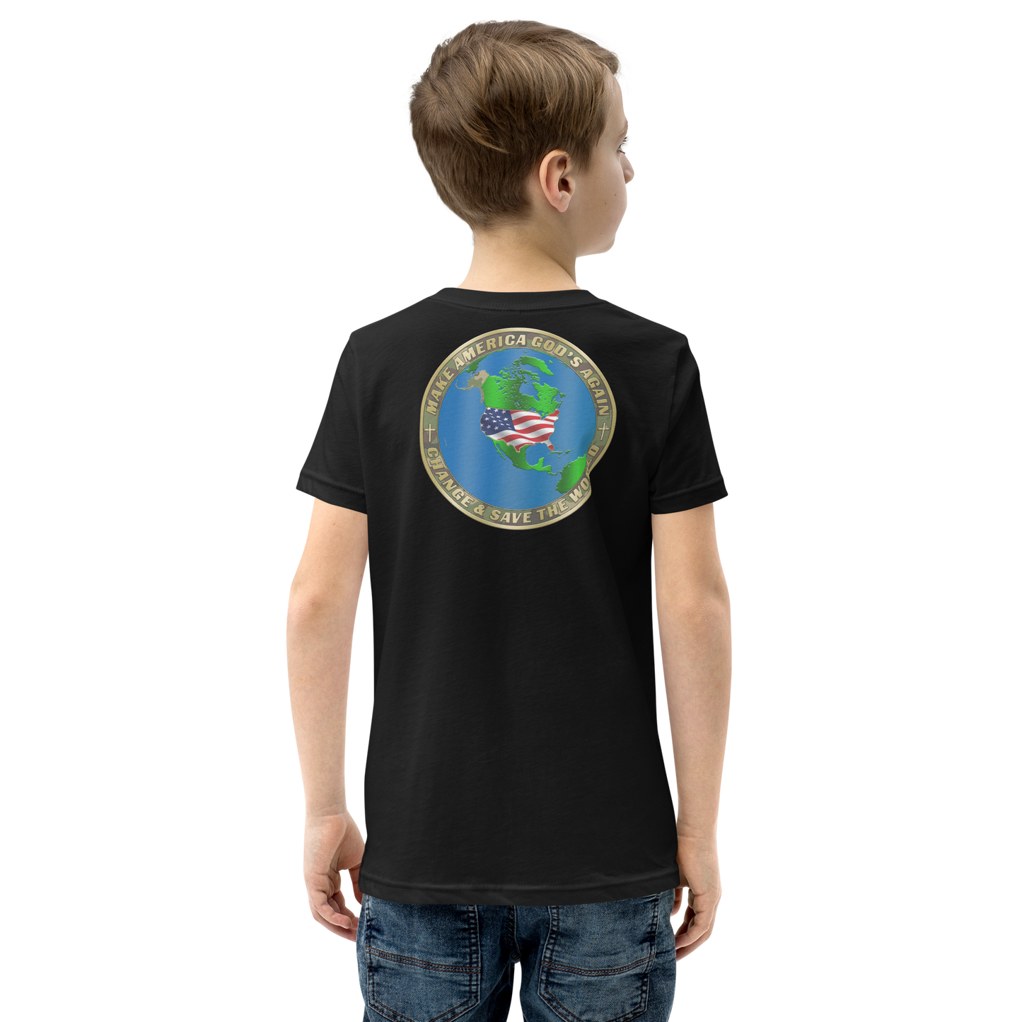 American Flag Two-Sided Kids' T-Shirt – MAGA Infinity Logo & Patriotic Seal