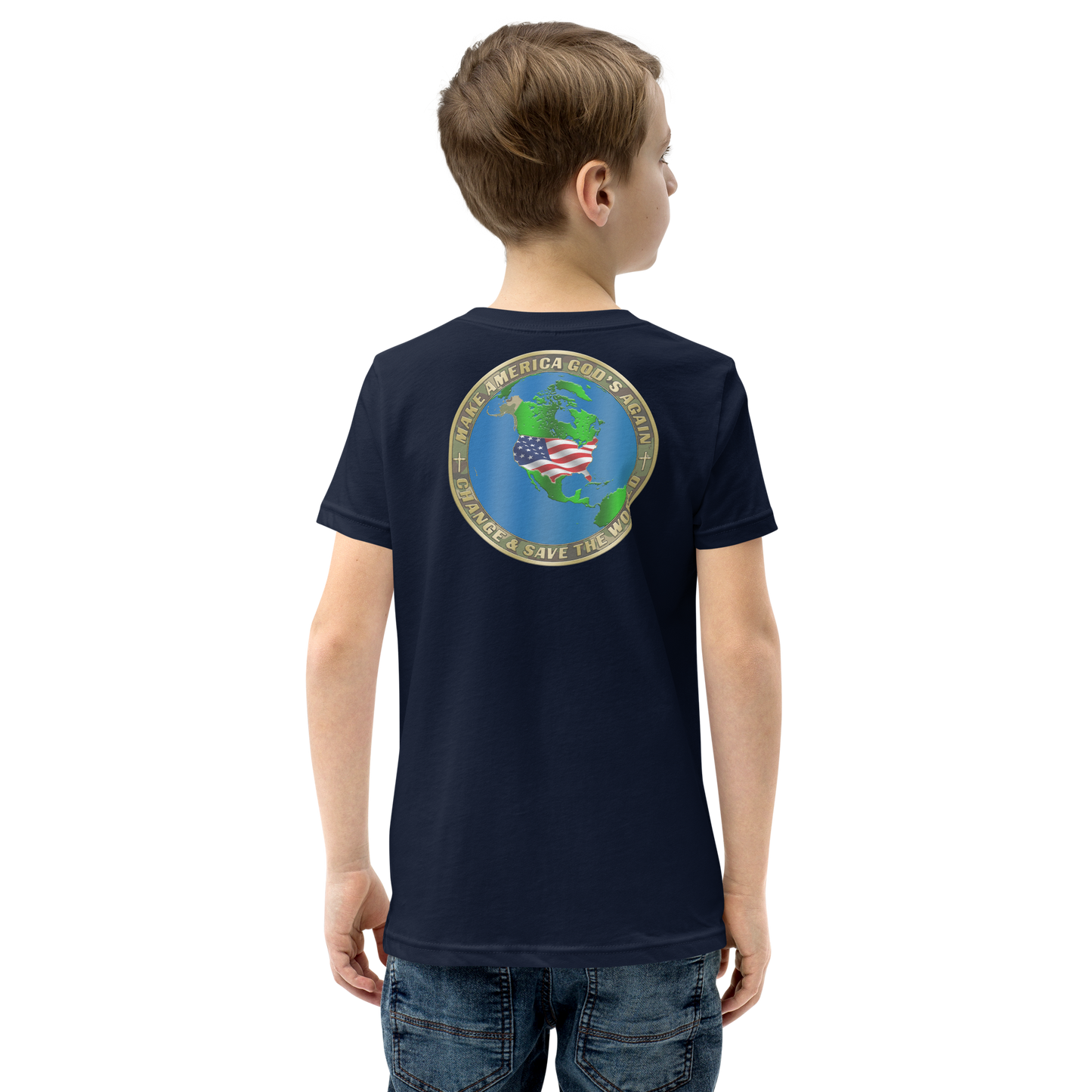 American Flag Two-Sided Kids' T-Shirt – MAGA Infinity Logo & Patriotic Seal