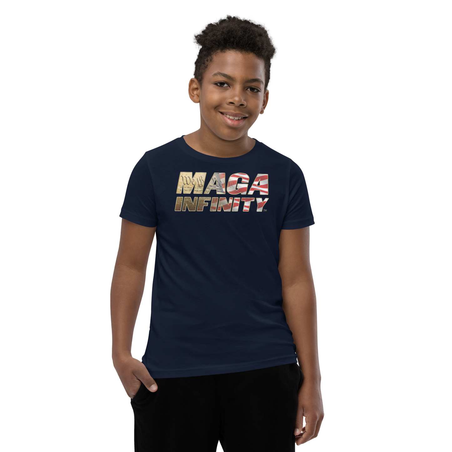 U.S. Constitution Logo & MAGA Infinity Seal - Two-Sided Premium Kids Teeshirt