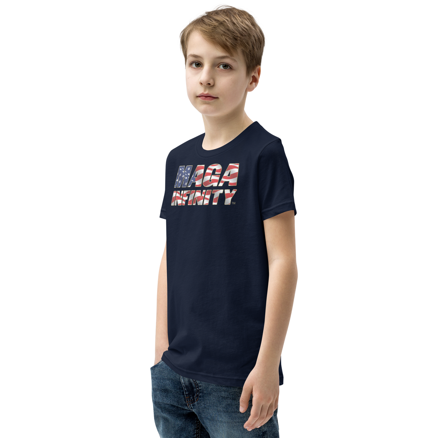 American Flag Two-Sided Kids' T-Shirt – MAGA Infinity Logo & Patriotic Seal