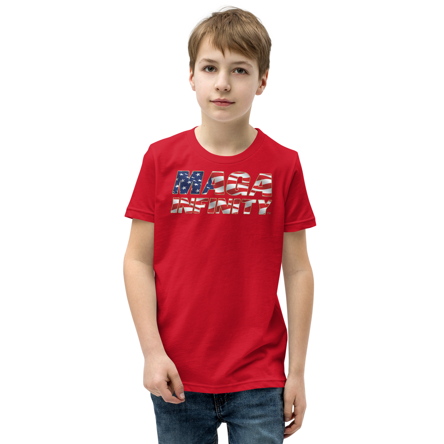 American Flag Two-Sided Kids' T-Shirt – MAGA Infinity Logo & Patriotic Seal