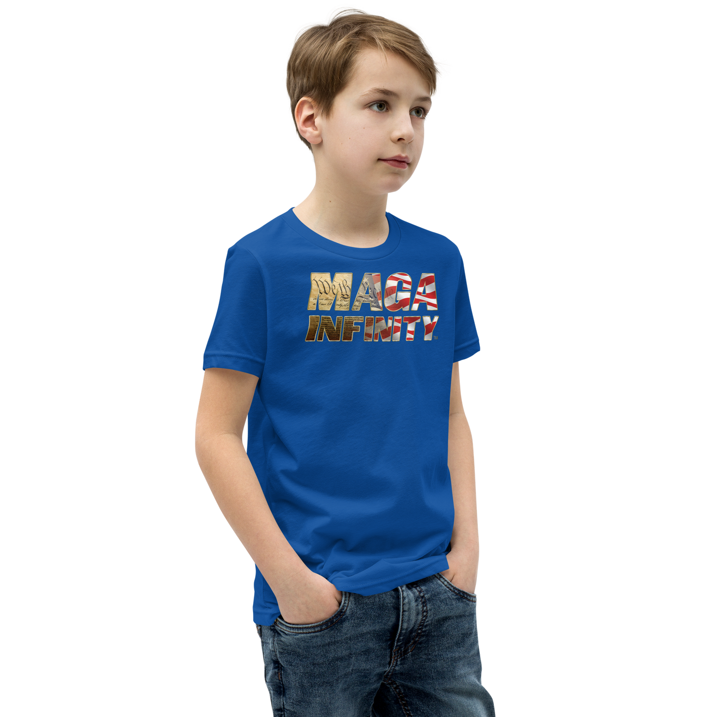 U.S. Constitution Logo & MAGA Infinity Seal - Two-Sided Premium Kids Teeshirt