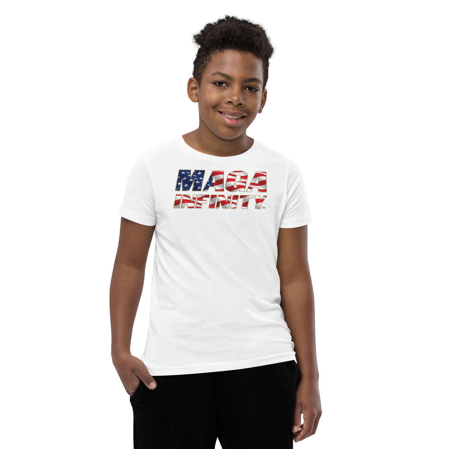 American Flag Two-Sided Kids' T-Shirt – MAGA Infinity Logo & Patriotic Seal
