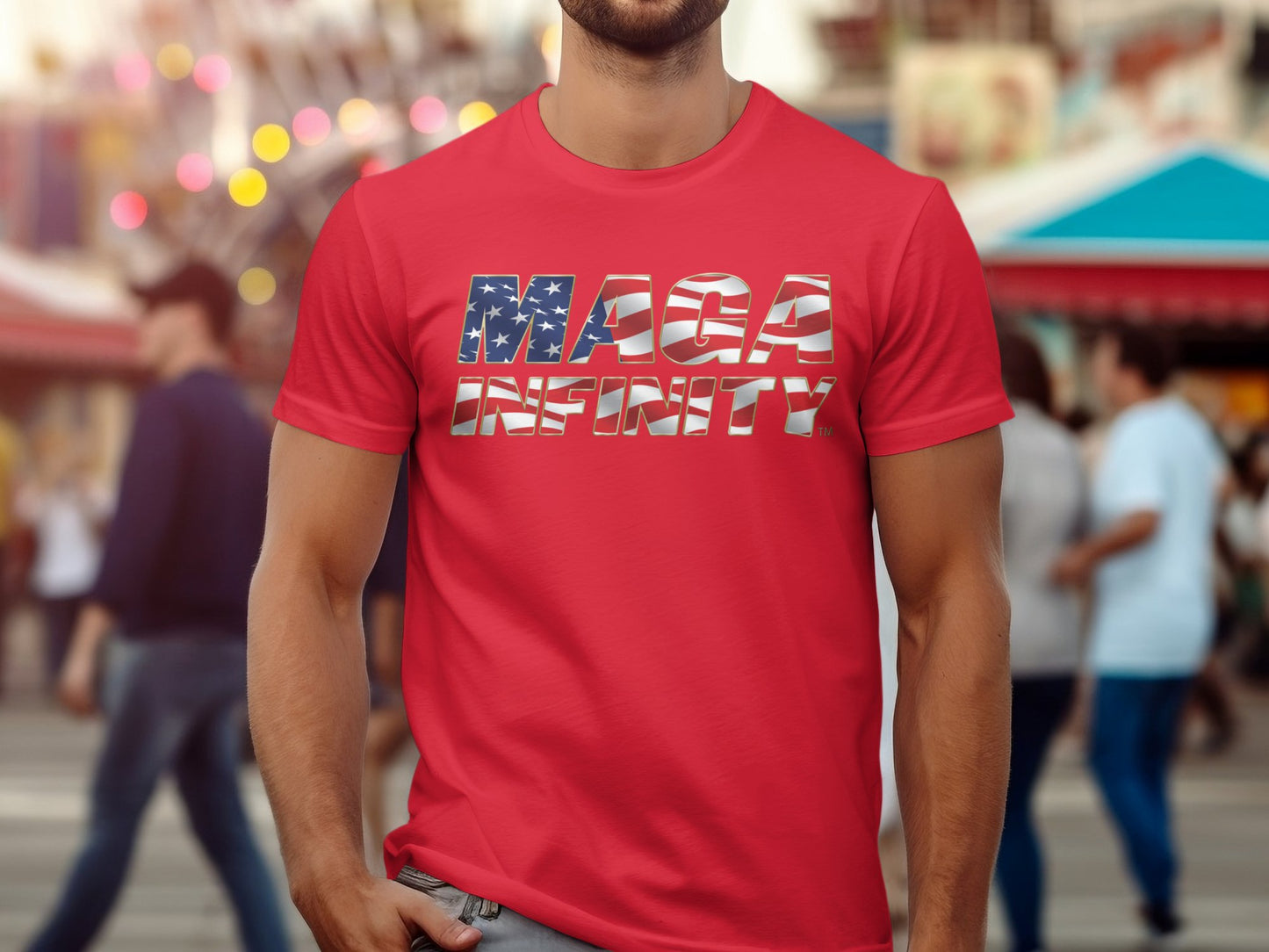 American Flag MAGA Infinity Logo & Seal - Men's T-Shirt