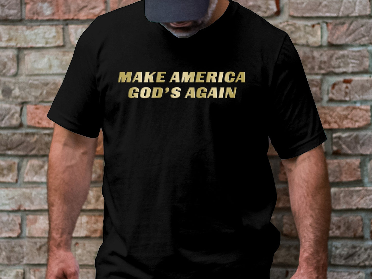 Make America God's Again In Gold Lettering - Men's T-Shirt