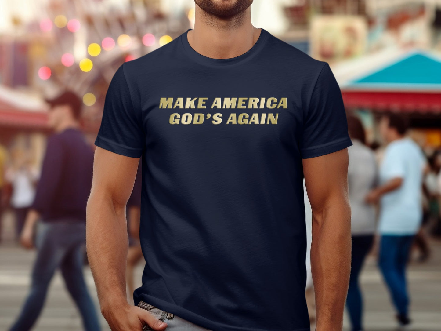 Make America God's Again In Gold Lettering - Men's T-Shirt