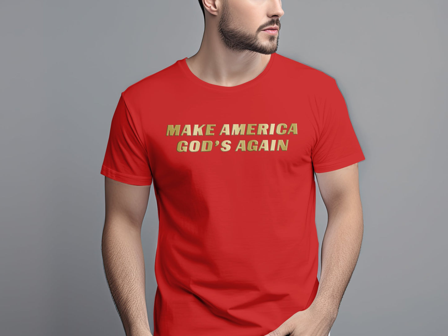 Make America God's Again In Gold Lettering - Men's T-Shirt