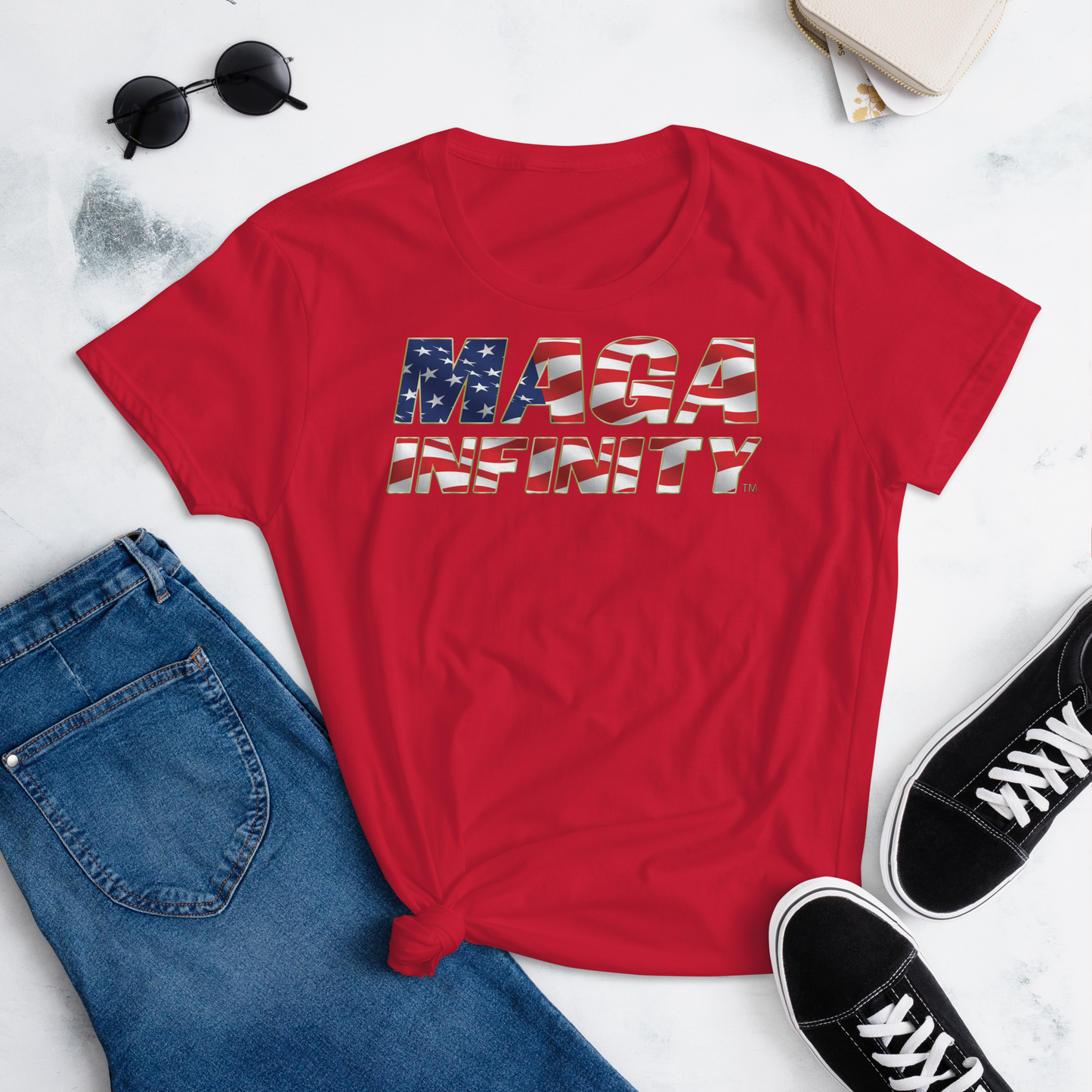 American Flag Logo & Patriotic Seal - Women's T-Shirt – Front & Back Print