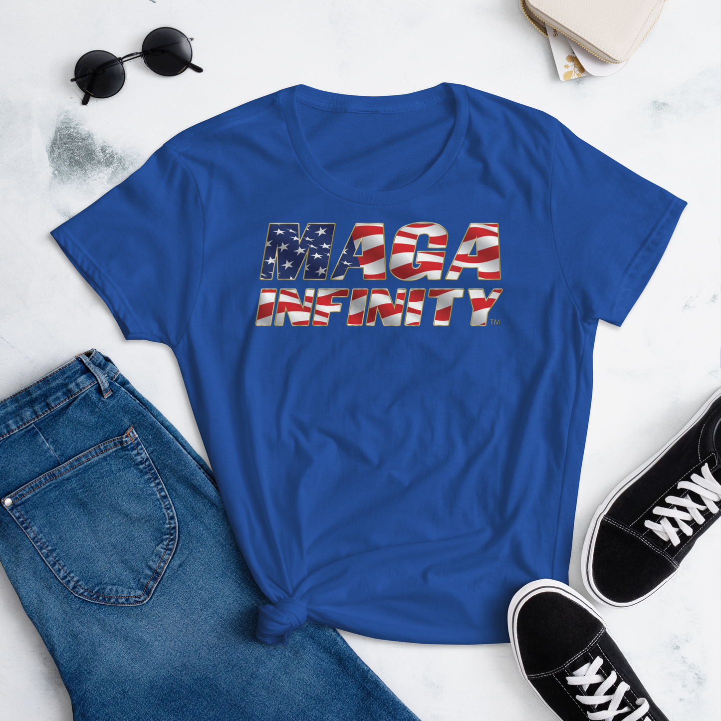 American Flag Logo & Patriotic Seal - Women's T-Shirt – Front & Back Print