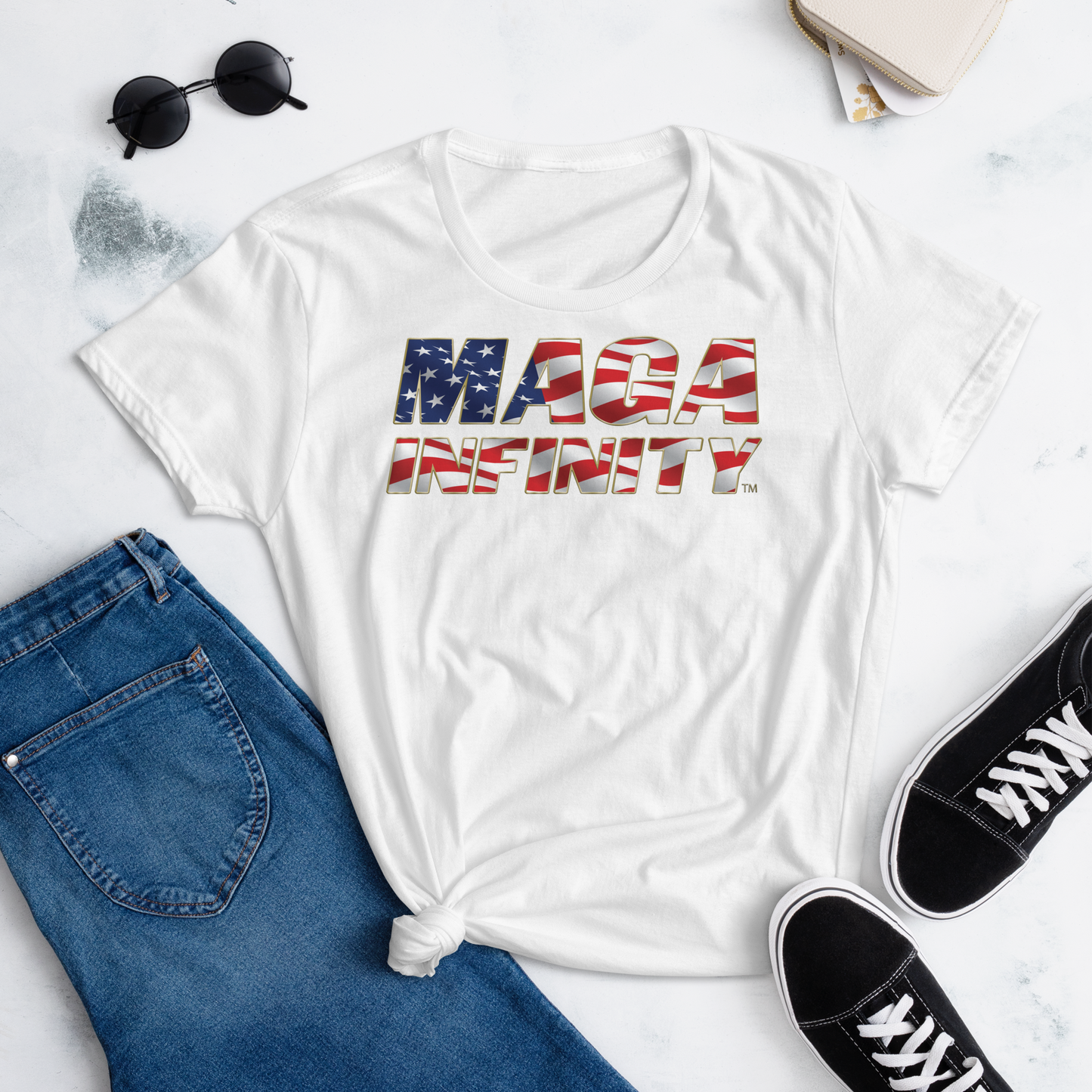 American Flag Logo & Patriotic Seal - Women's T-Shirt – Front & Back Print