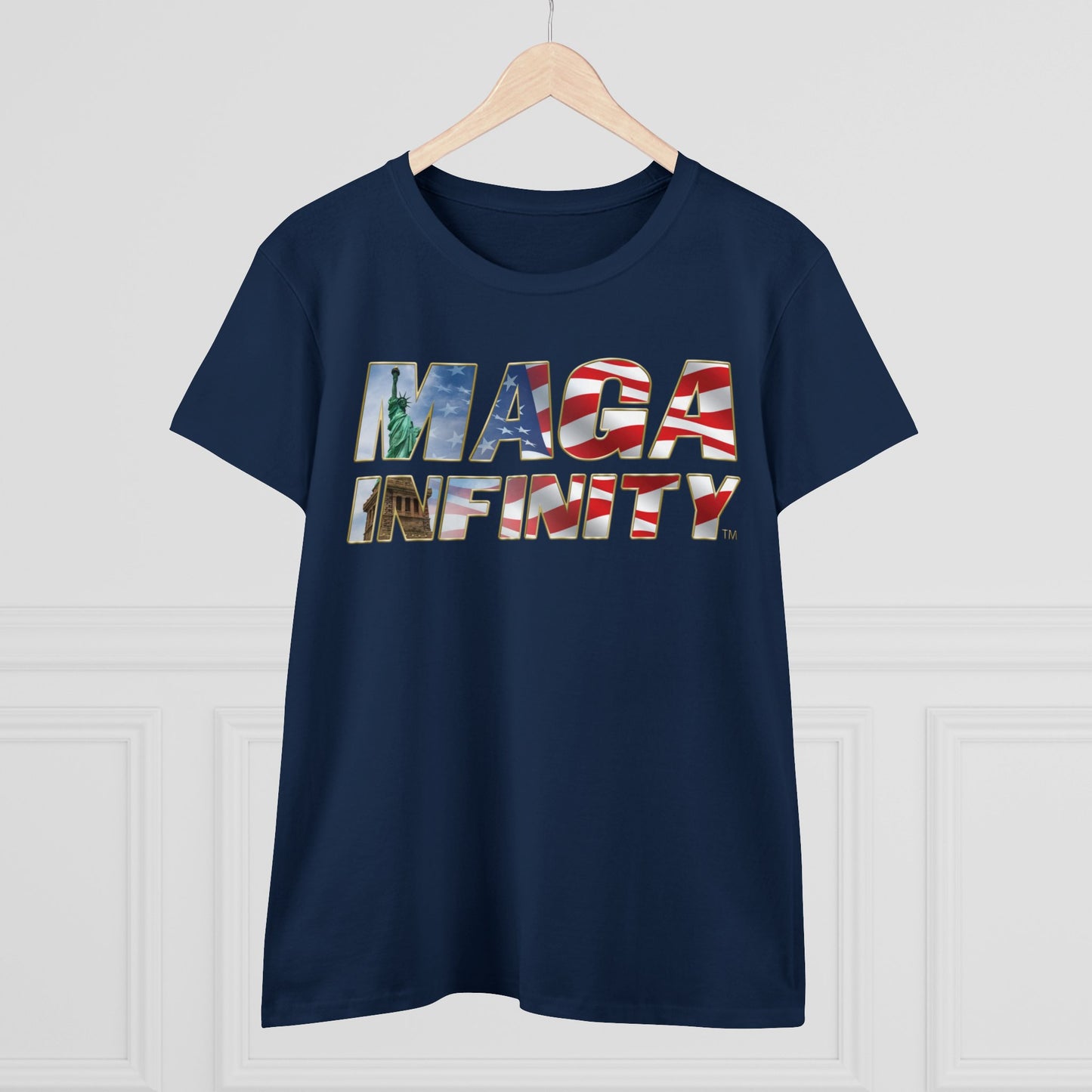 Statue Of Liberty & MAGA Infinty Seal - Women's T-Shirt - Front & Back Print