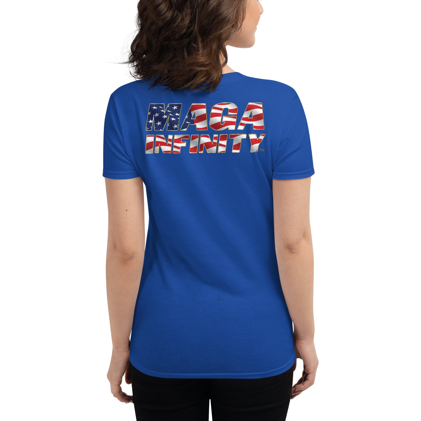 Trump, American Made & MAGA Infinity Logo - Women's T-Shirt -  Front & Back Print