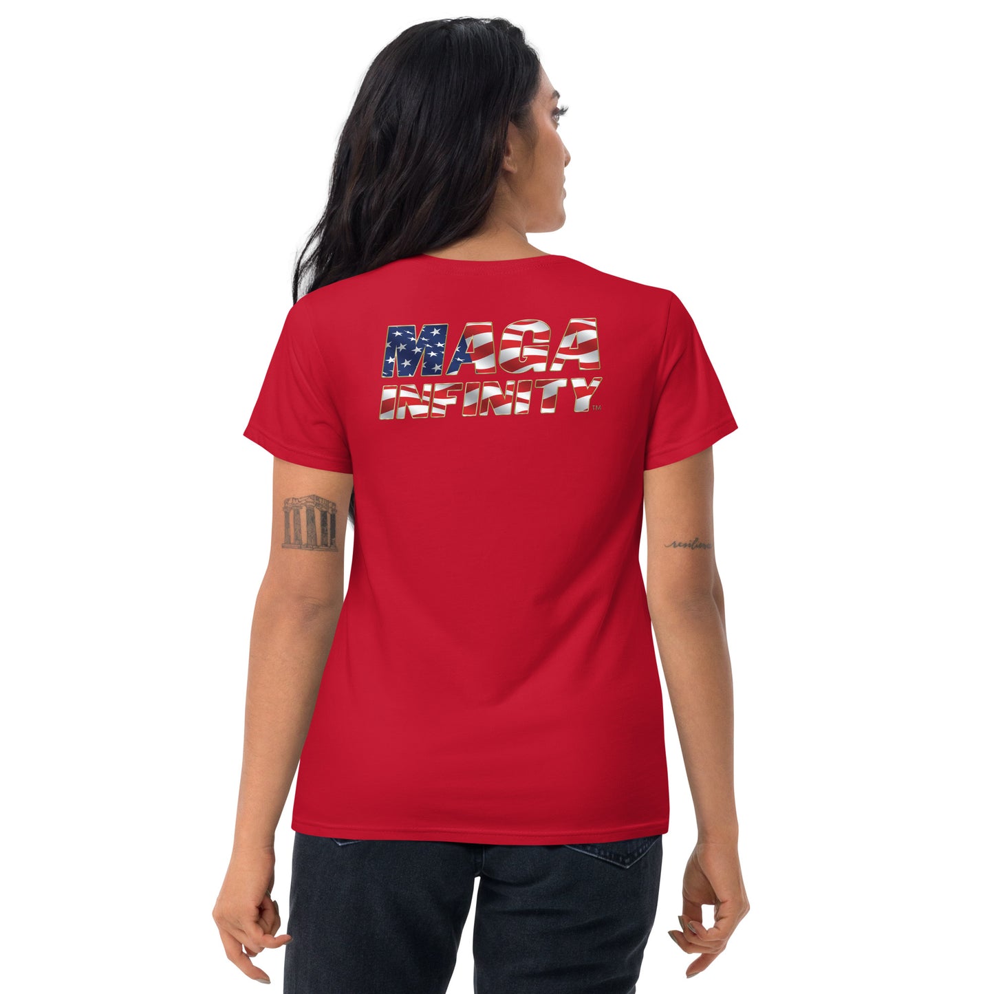 Trump, American Made & MAGA Infinity Logo - Women's T-Shirt -  Front & Back Print