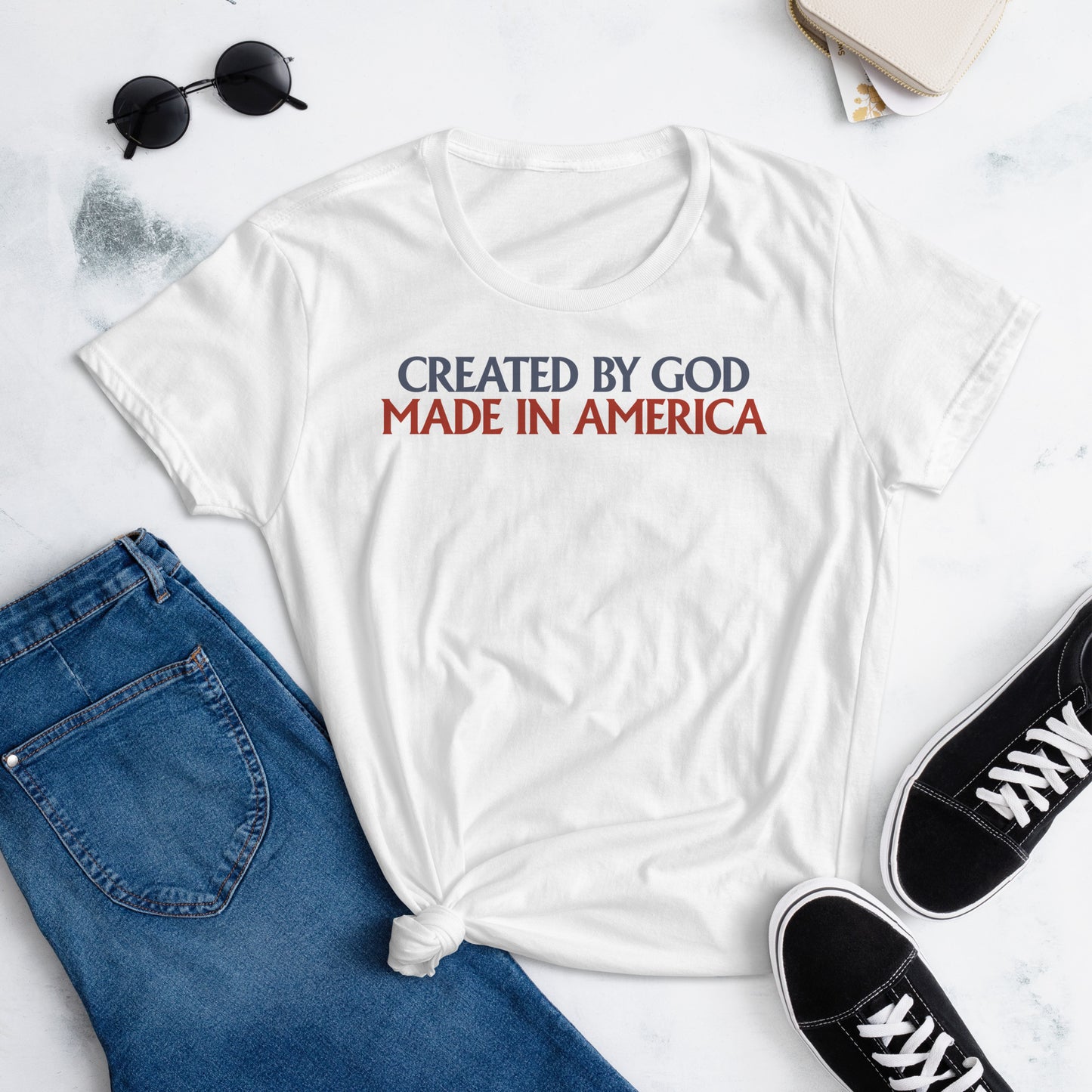 Created By God, Made In America - Women's T-Shirt