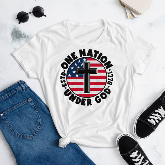 One Nation Under God - Patriotic Christian Women's T-Shirt