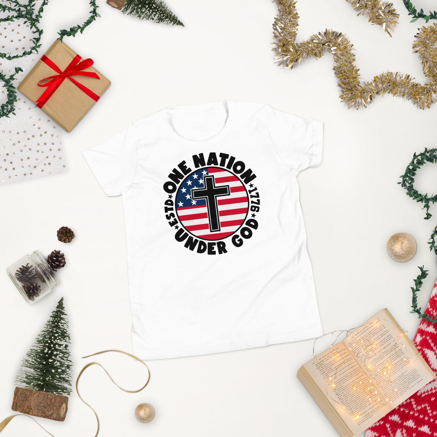 One Nation Under God - Patriotic Christian Kids' T-Shirt